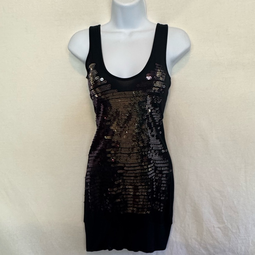 A-42 Studio Y Black Sequin Sleeveless MIDI Dress Size s